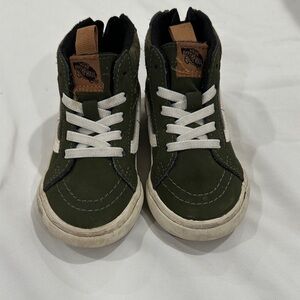 Vans Kids Olive Green High-Top Sneakers with White Stripe